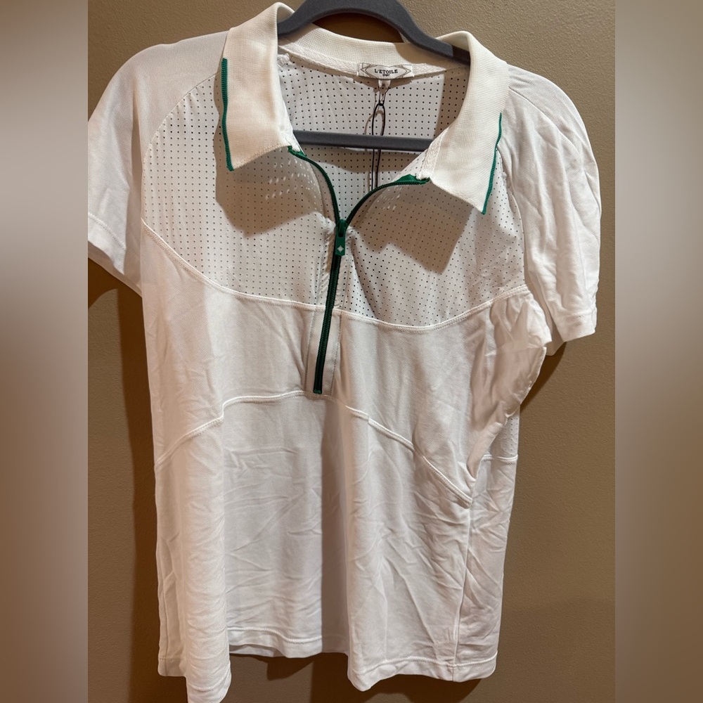 L’Etoile Sport White Zip Polo Shirt (XL)